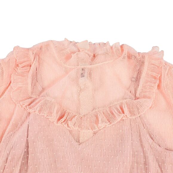 Baum Und Pferdgarten Peach Sheer Top L coquet mesh Flutter Baby doll cottage - Picture 2 of 15